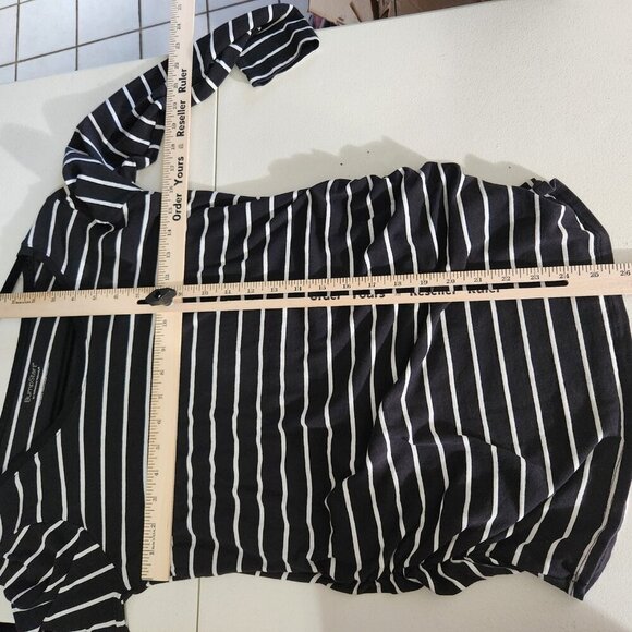 BumpStart Maternity Shirt Womens Medium Striped Long Sleeve Ruched Top - Picture 4 of 8